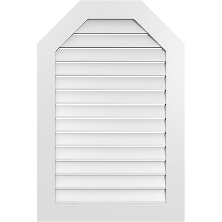 Ekena Millwork Octagonal Top Surface Mount PVC Gable Vent: Functional, w/ 3-1/2"W x 1"P Standard Frame, 28"W x 42"H GVPOT28X4201SF